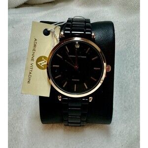 Adrienne Vittadini Women's Watch Black & Rose New Academia Business Casual Grand